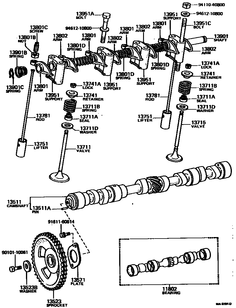 Toyota COROLLA Camshaft & Valve EPC diagram — MA8194D