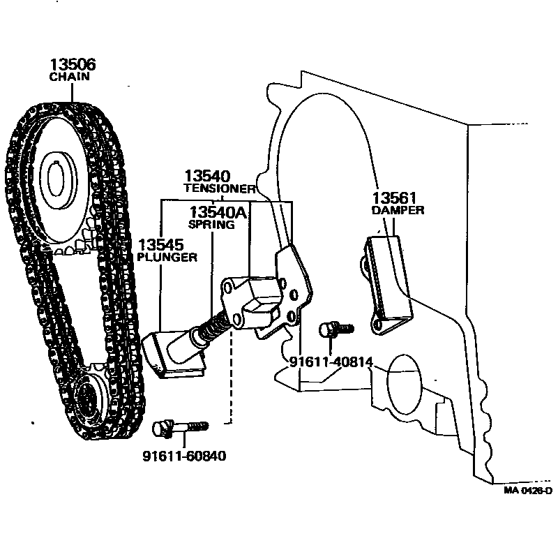 Toyota COROLLA 正时链条 EPC diagram — MA0426D