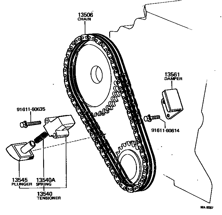 Toyota COROLLA 正时链条 EPC diagram — MA8067