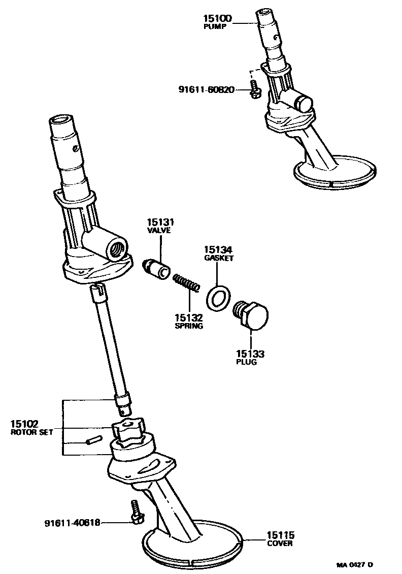 Toyota COROLLA Engine Oil Pump EPC diagram — MA0427D