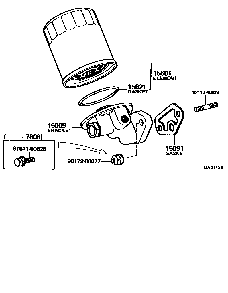 Toyota COROLLA Oil Filter EPC diagram — MA3153B