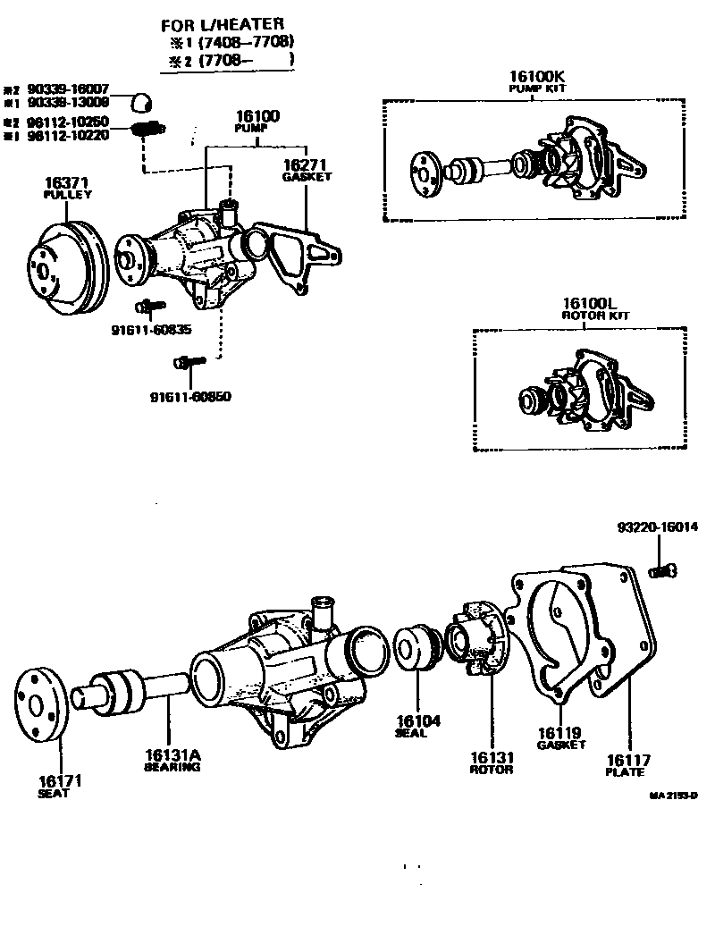 Toyota COROLLA Water Pump EPC diagram — MA2153D