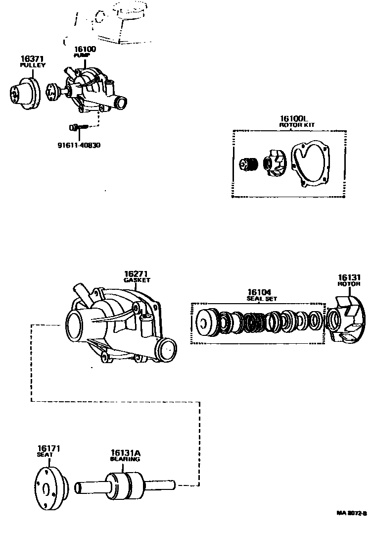 Toyota COROLLA Water Pump EPC diagram — MA8072B