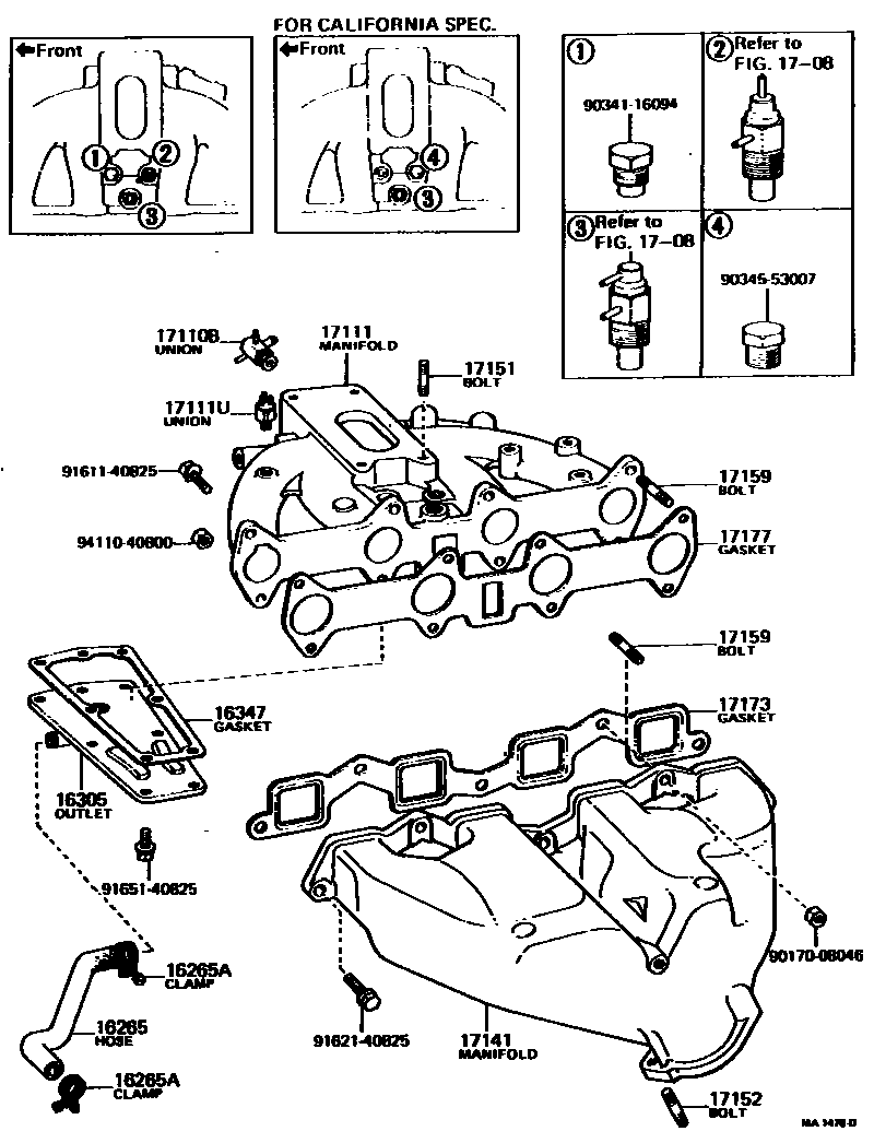Toyota COROLLA Manifold EPC diagram — MA1478D