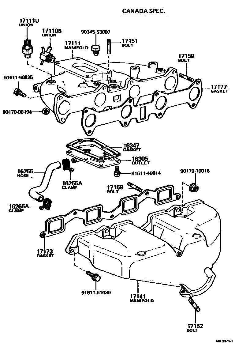 Toyota COROLLA Manifold EPC diagram — MA2370B