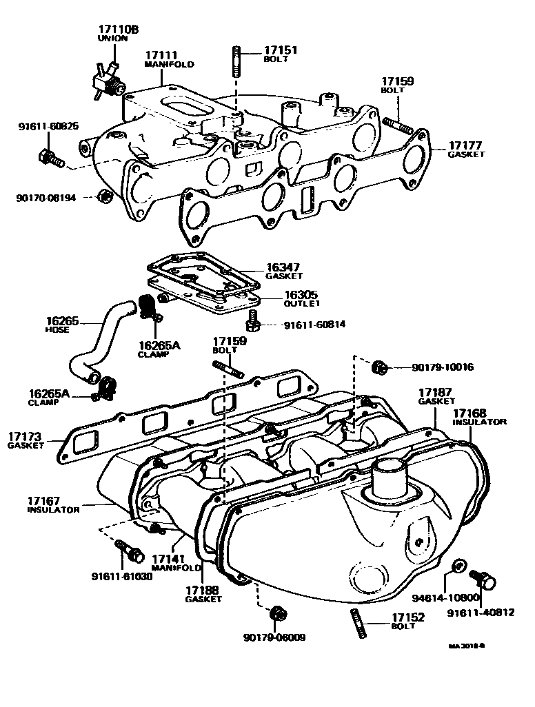 Toyota COROLLA Manifold EPC diagram — MA3016B