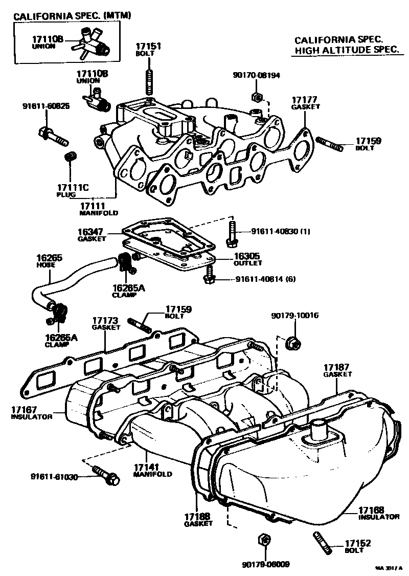 Toyota COROLLA Manifold EPC diagram — MA3017A