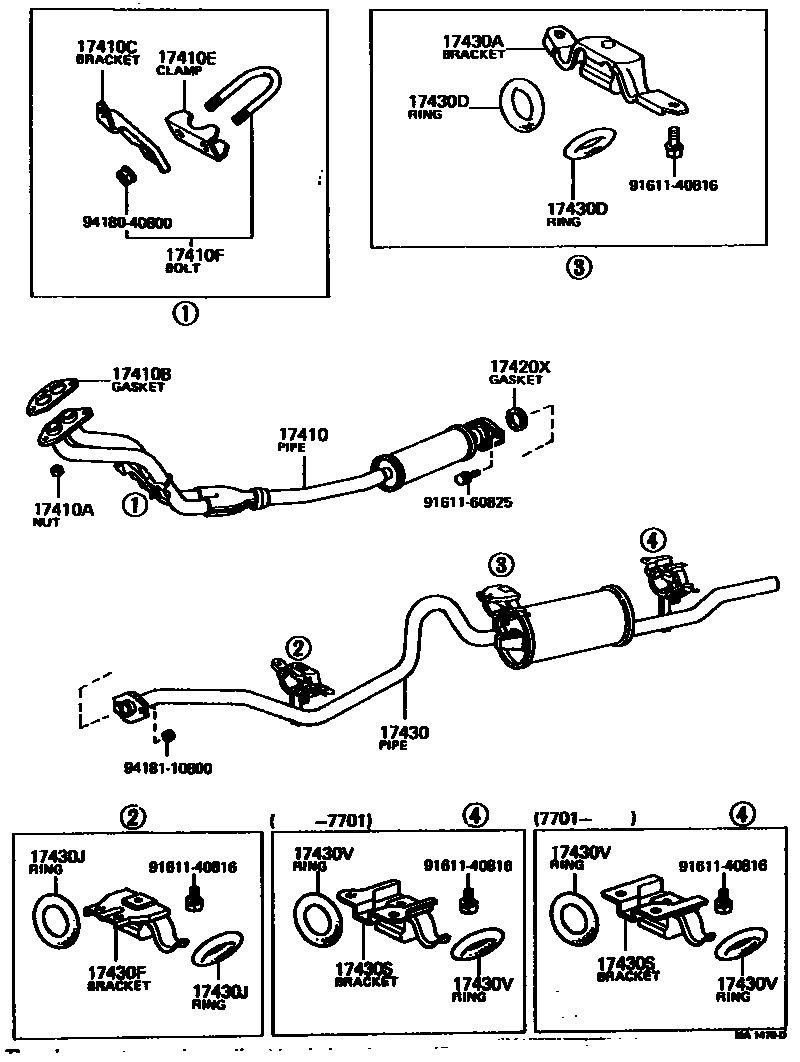 Toyota COROLLA Exhaust Pipe EPC diagram — MA1479D