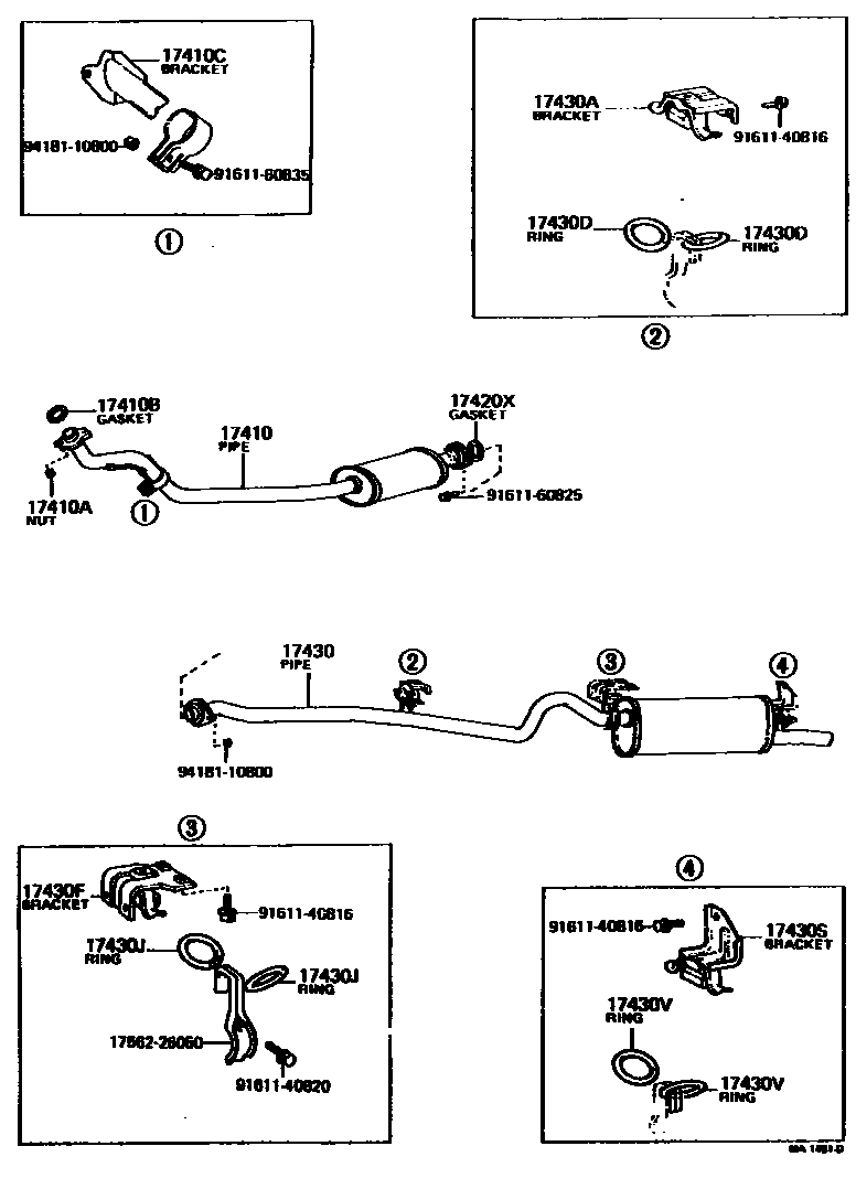 Toyota COROLLA Exhaust Pipe EPC diagram — MA1481D