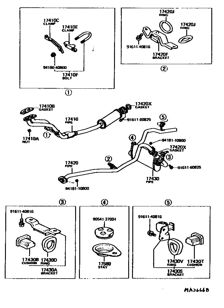 Toyota COROLLA Exhaust Pipe EPC diagram — MA2666B