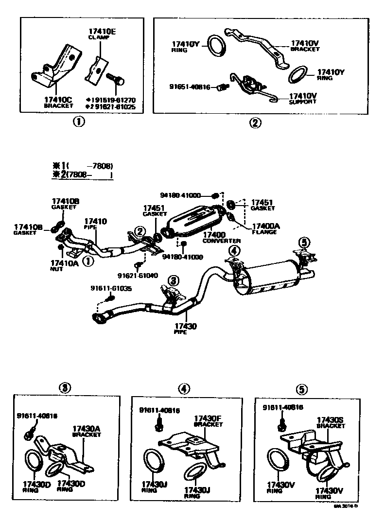 Toyota COROLLA Exhaust Pipe EPC diagram — MA3018D