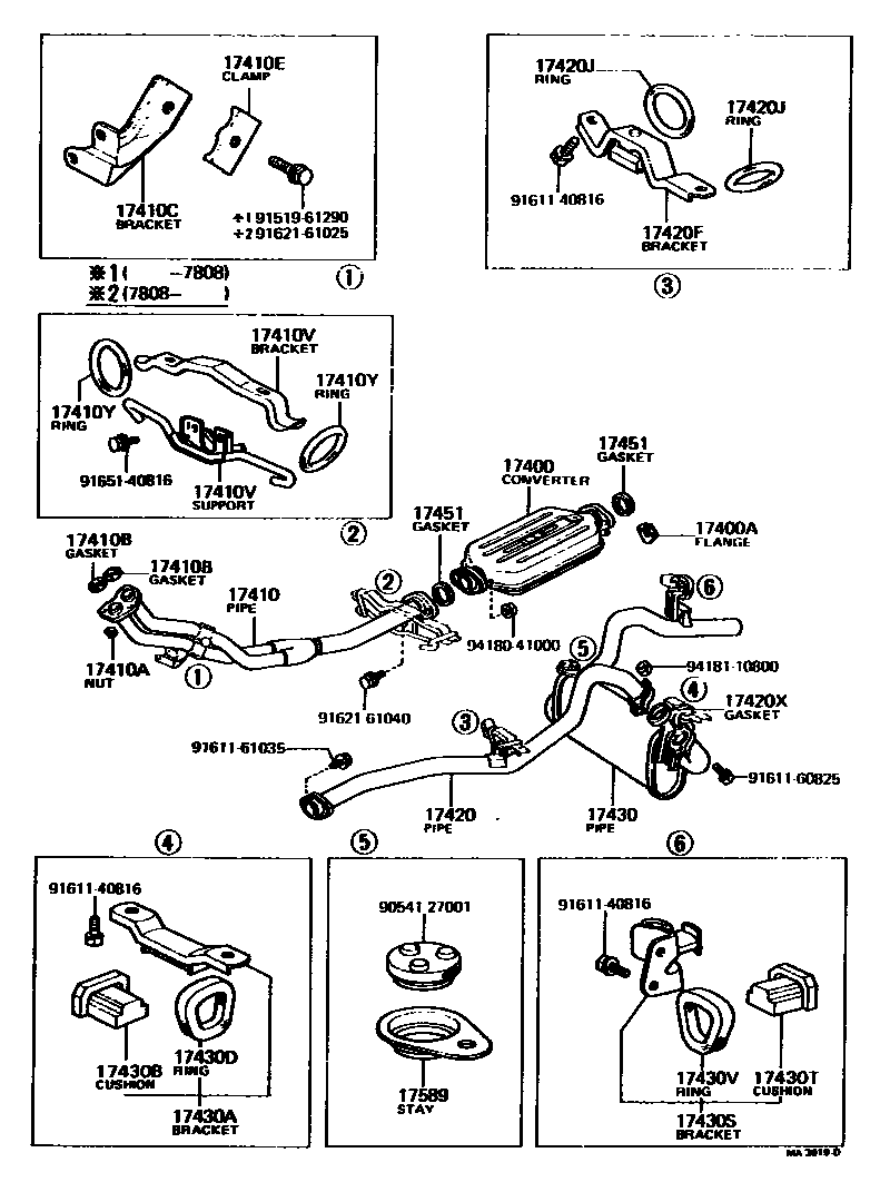Toyota COROLLA Exhaust Pipe EPC diagram — MA3019D