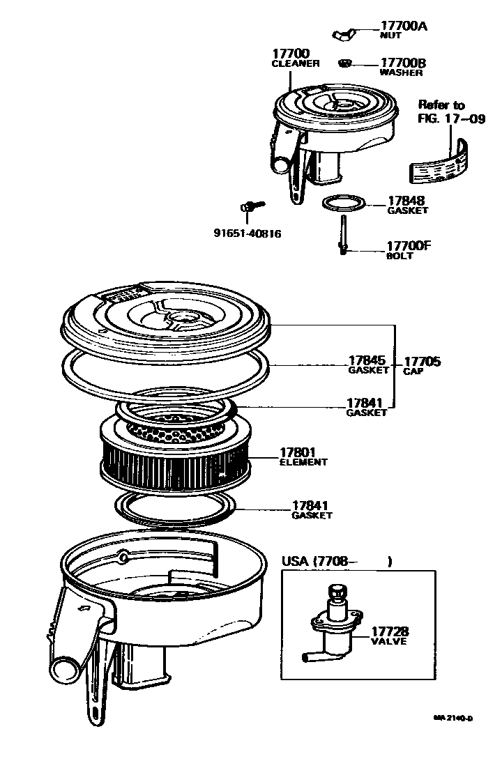 Toyota COROLLA Air Cleaner EPC diagram — MA2140D