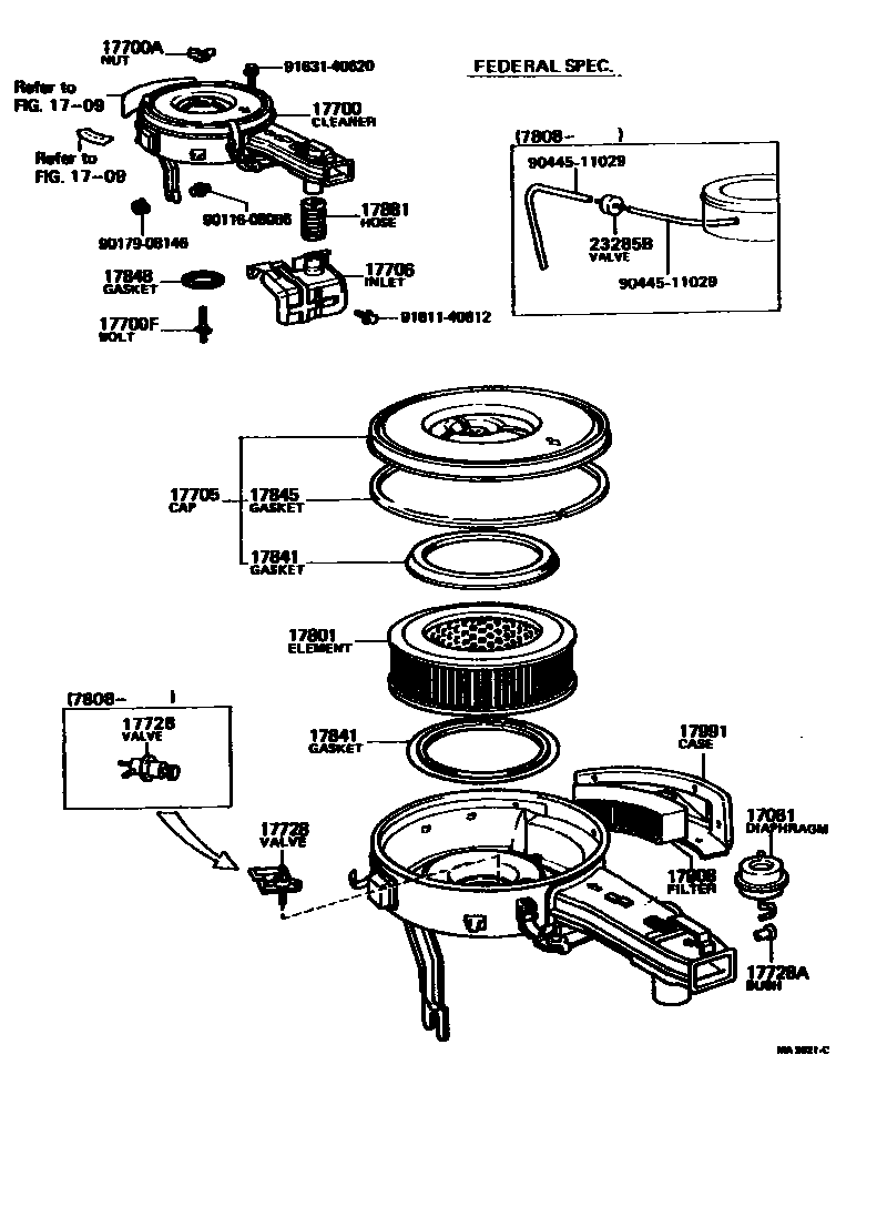 Toyota COROLLA Air Cleaner EPC diagram — MA3021C