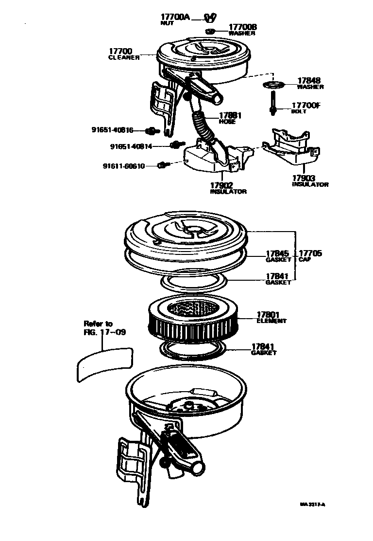 Toyota COROLLA Air Cleaner EPC diagram — MA3317A