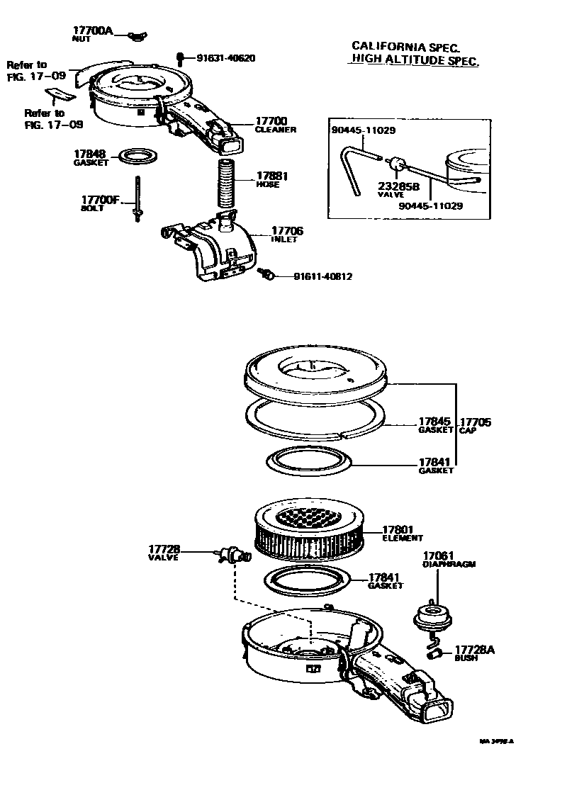 Toyota COROLLA Air Cleaner EPC diagram — MA3450A