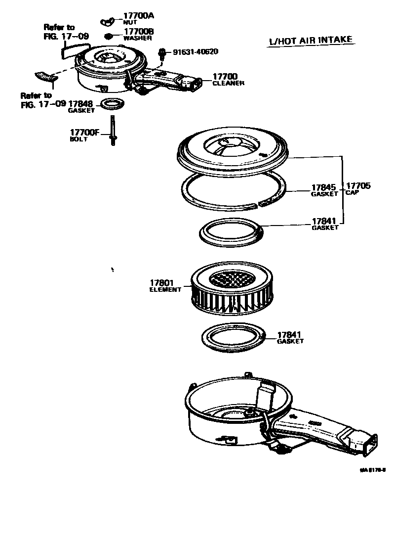 Toyota COROLLA Air Cleaner EPC diagram — MA8176B