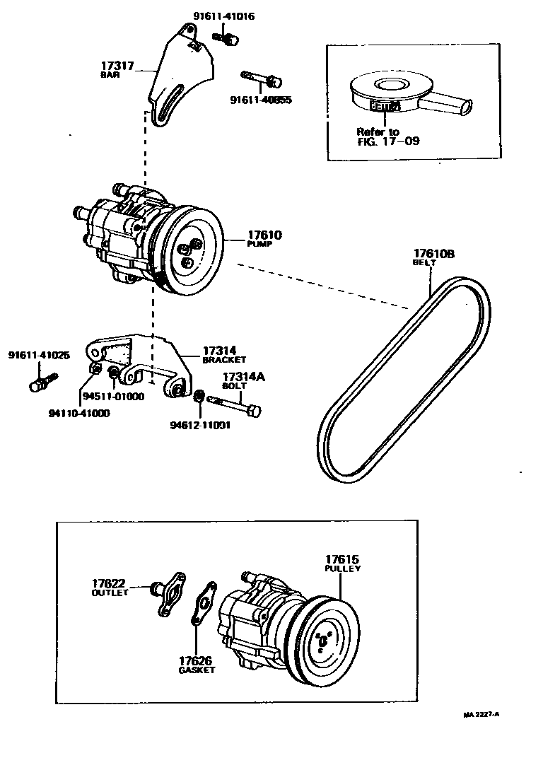 Toyota COROLLA 空气泵 EPC diagram — MA2227A