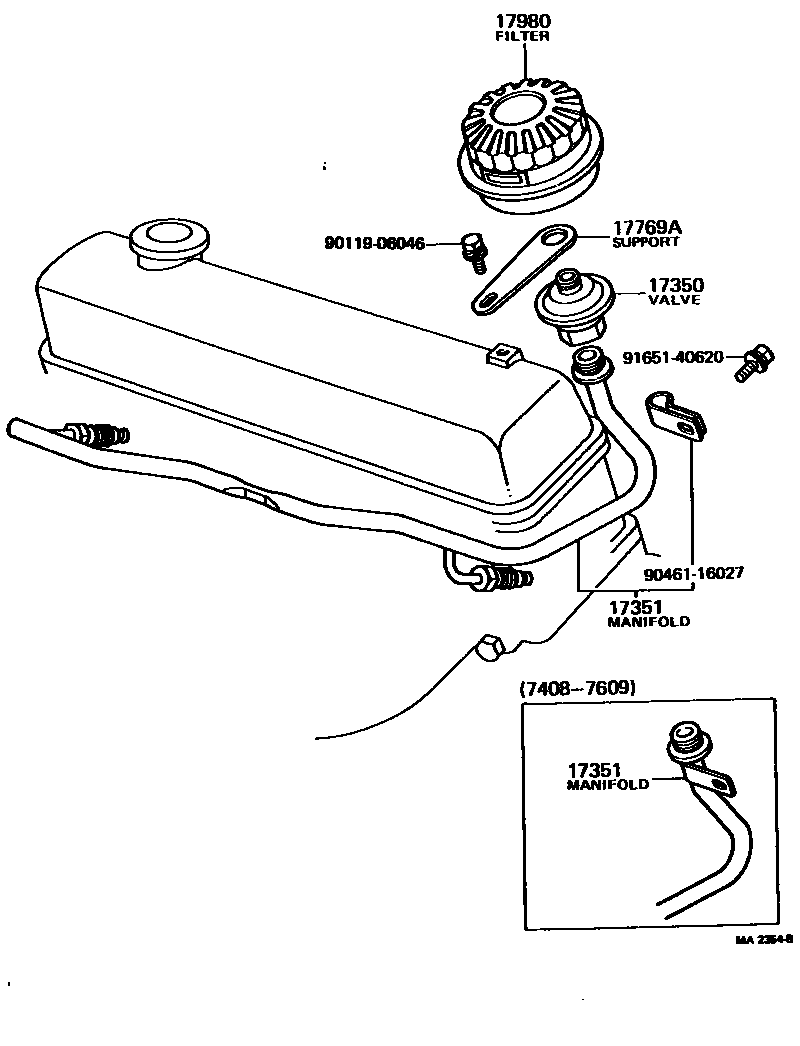 Toyota COROLLA 歧管喷气系统 EPC diagram — MA2354B