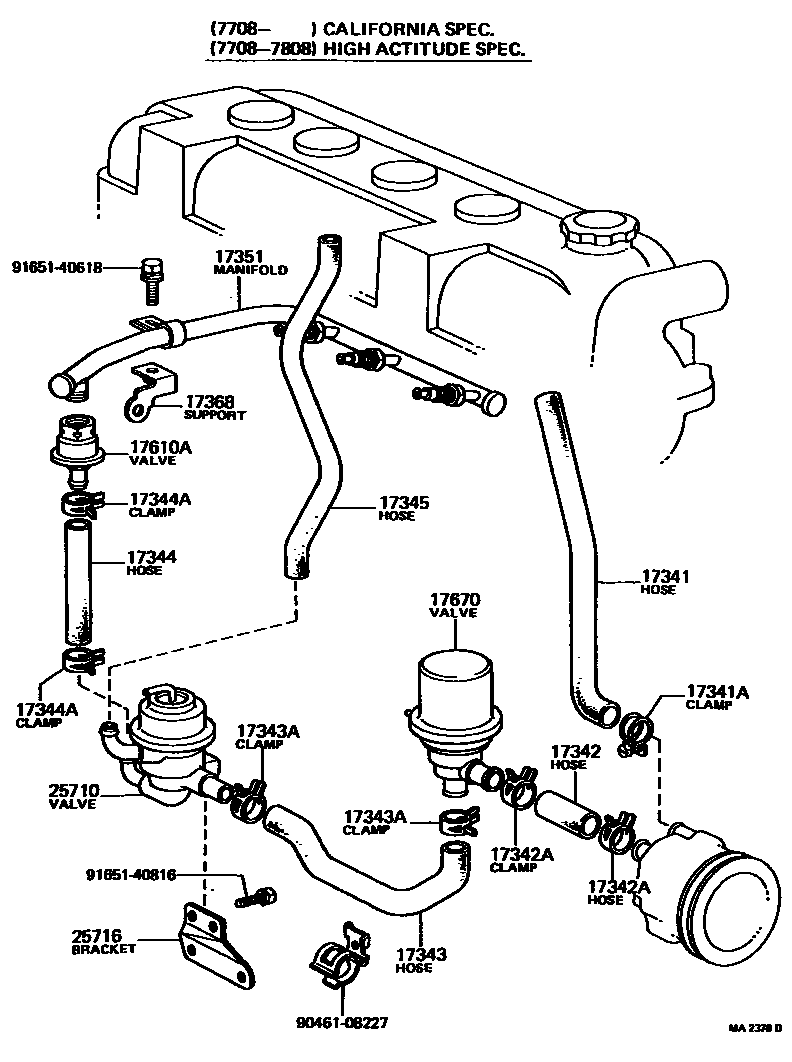 Toyota COROLLA 歧管喷气系统 EPC diagram — MA2376D