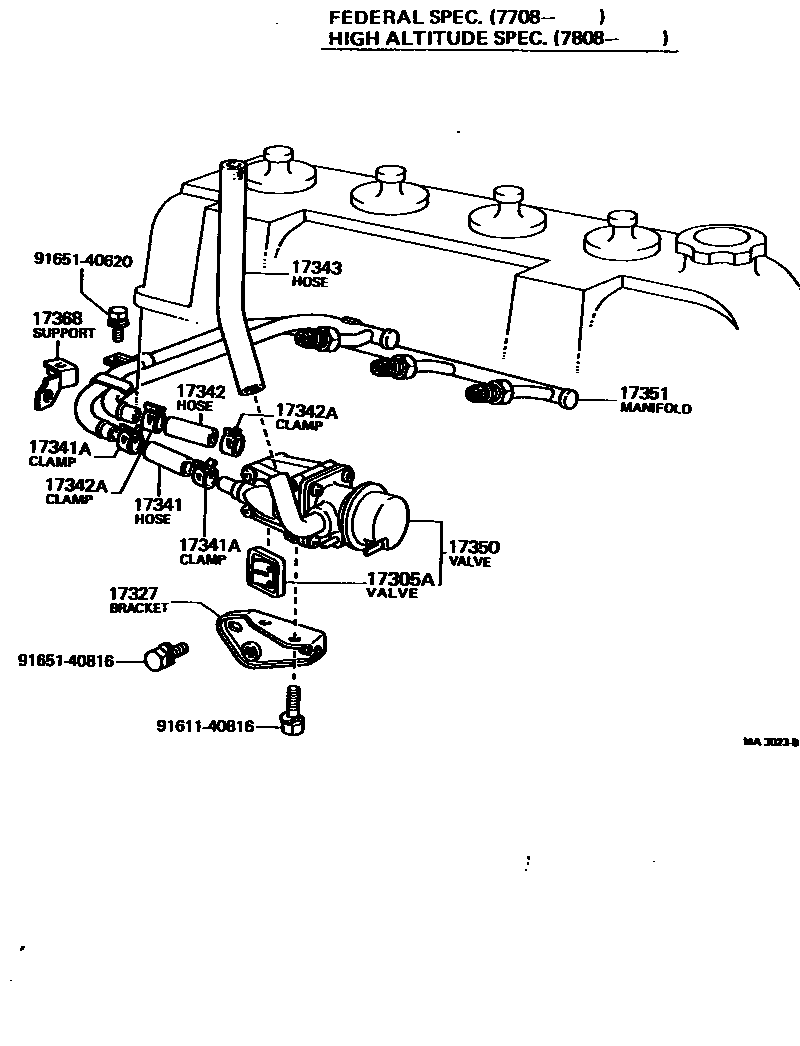 Toyota COROLLA 歧管喷气系统 EPC diagram — MA3023B