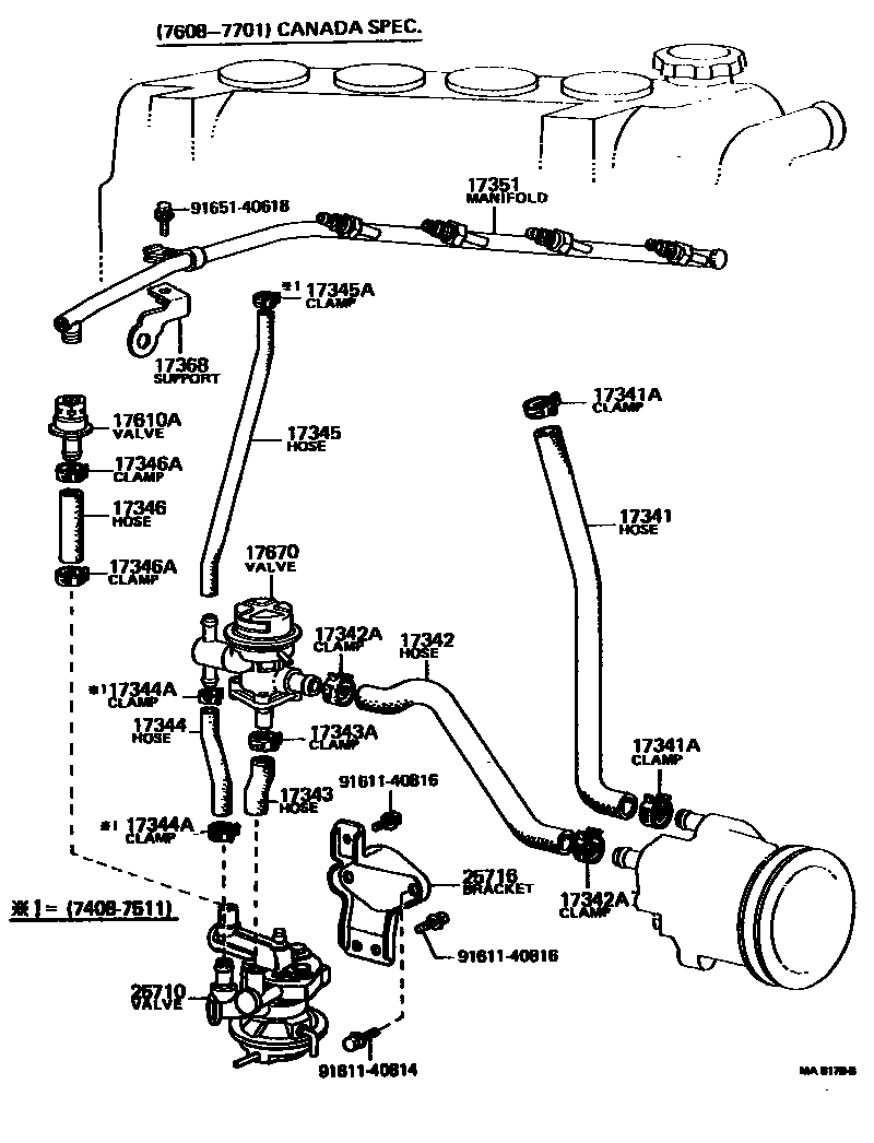 Toyota COROLLA 歧管喷气系统 EPC diagram — MA8178B