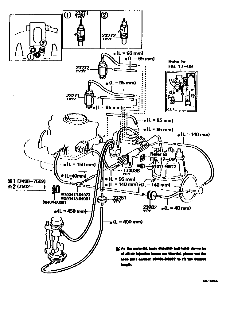 Toyota COROLLA vacuum tube EPC diagram — MA1489D