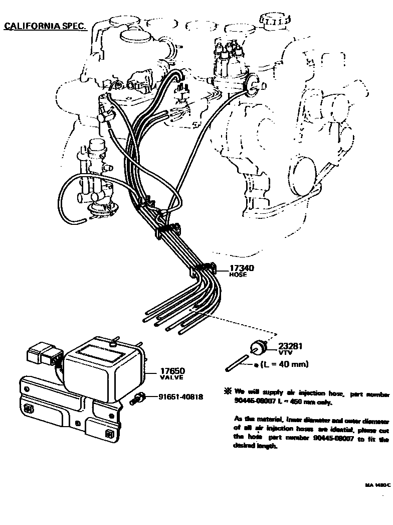 Toyota COROLLA vacuum tube EPC diagram — MA1490C