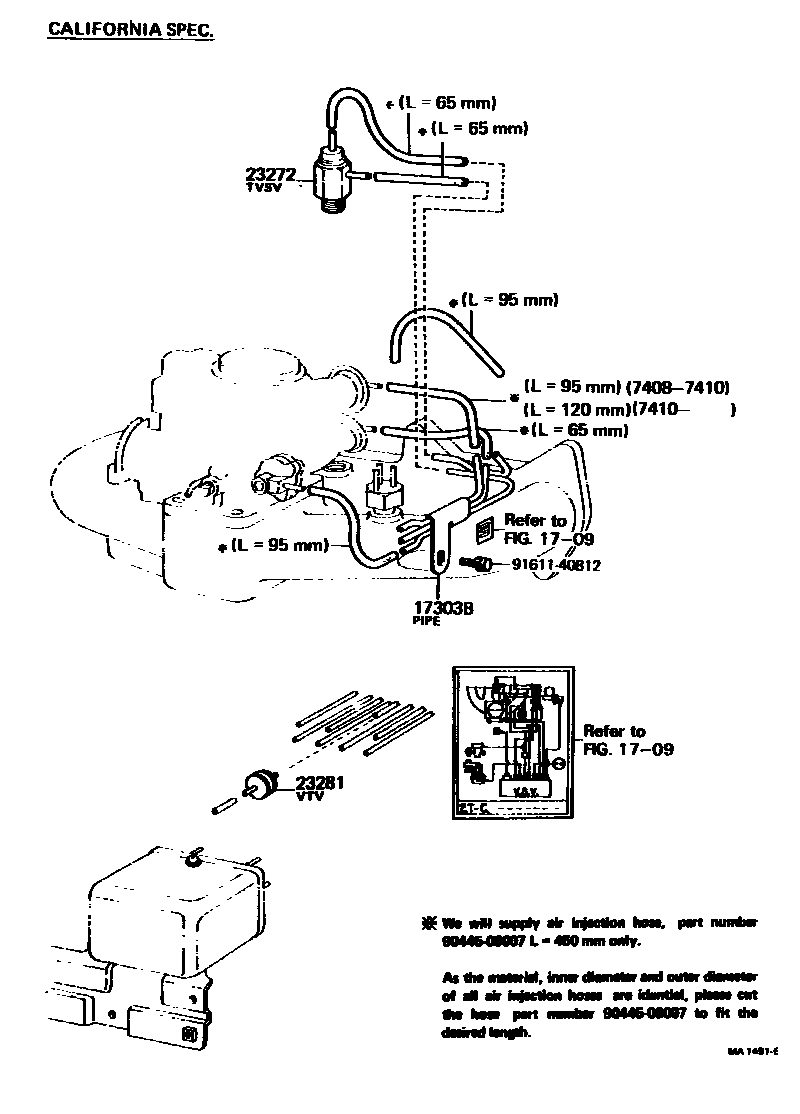 Toyota COROLLA vacuum tube EPC diagram — MA1491E