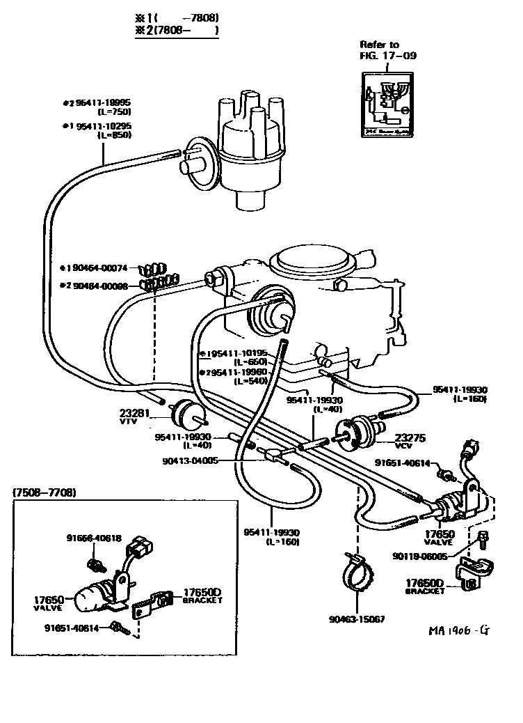 Toyota COROLLA vacuum tube EPC diagram — MA1906G