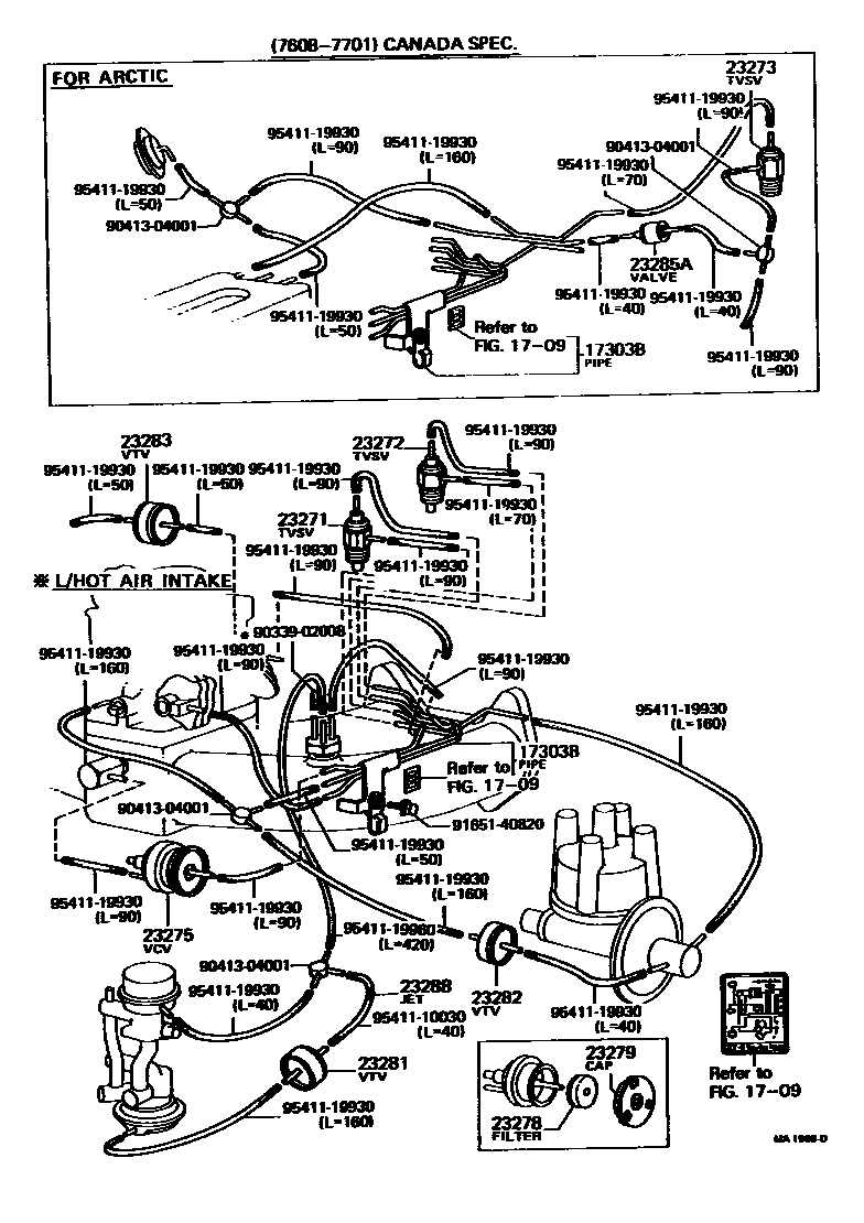 Toyota COROLLA vacuum tube EPC diagram — MA1909D