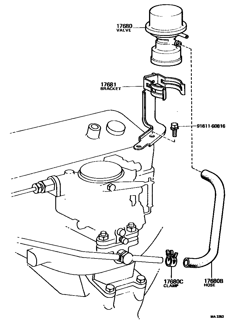 Toyota COROLLA vacuum tube EPC diagram — MA2353