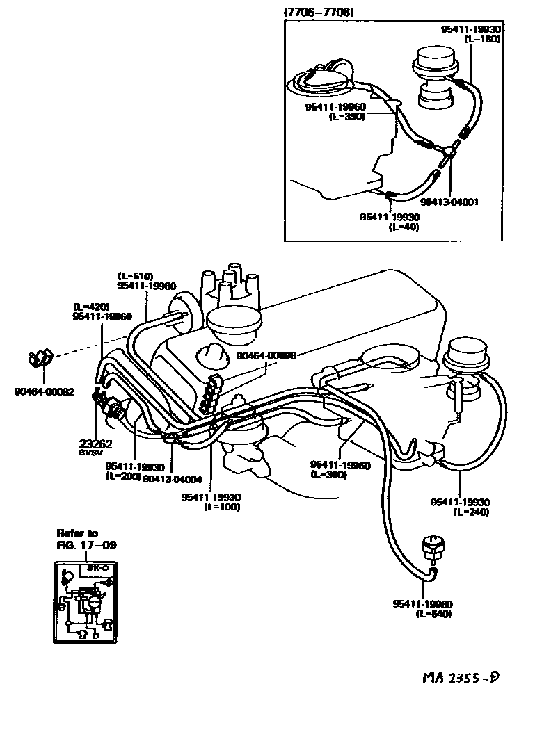 Toyota COROLLA vacuum tube EPC diagram — MA2355D