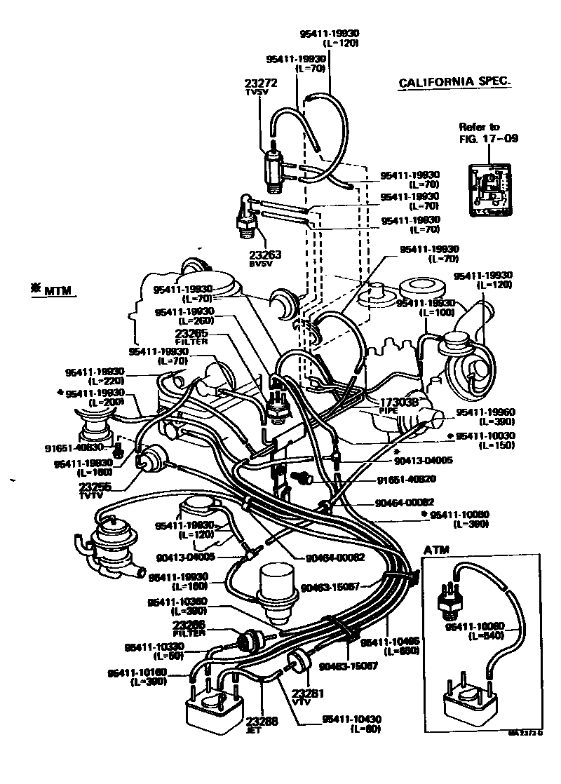 Toyota COROLLA vacuum tube EPC diagram — MA2373D