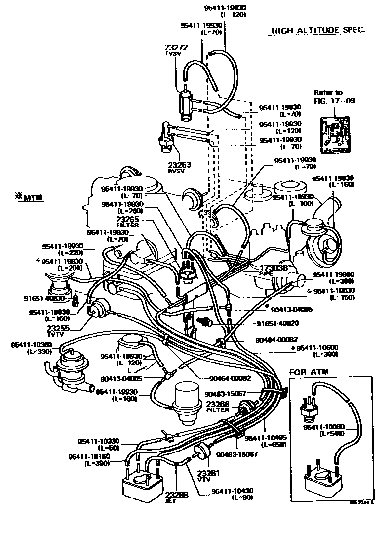 Toyota COROLLA vacuum tube EPC diagram — MA2374E