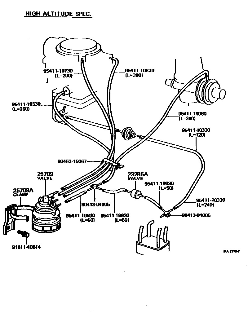 Toyota COROLLA vacuum tube EPC diagram — MA2375C