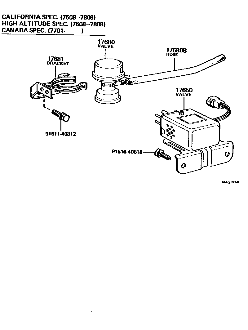 Toyota COROLLA vacuum tube EPC diagram — MA2397B