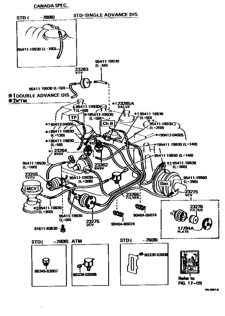 Toyota COROLLA vacuum tube EPC diagram — MA2667B