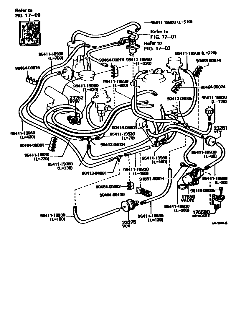 Toyota COROLLA vacuum tube EPC diagram — MA3006E