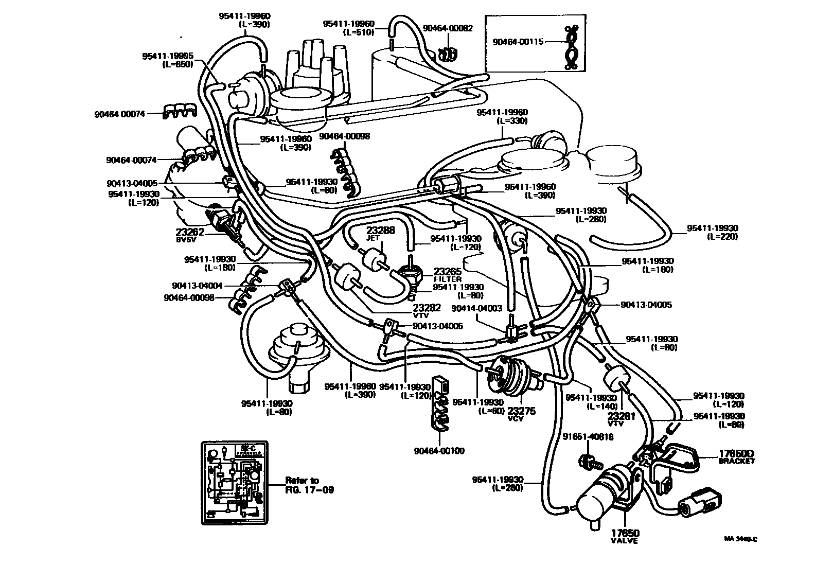 Toyota COROLLA vacuum tube EPC diagram — MA3440C