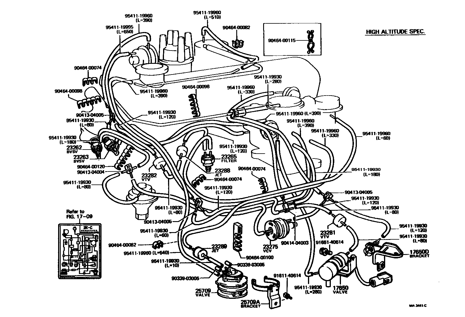 Toyota COROLLA vacuum tube EPC diagram — MA3441C