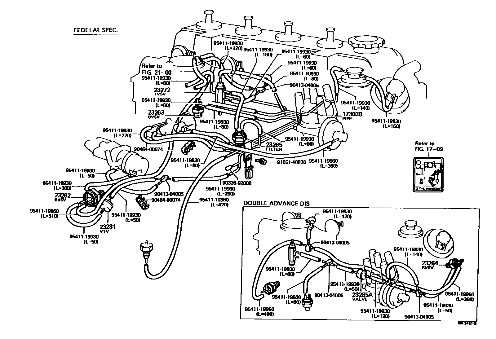 Toyota COROLLA vacuum tube EPC diagram — MA3451B