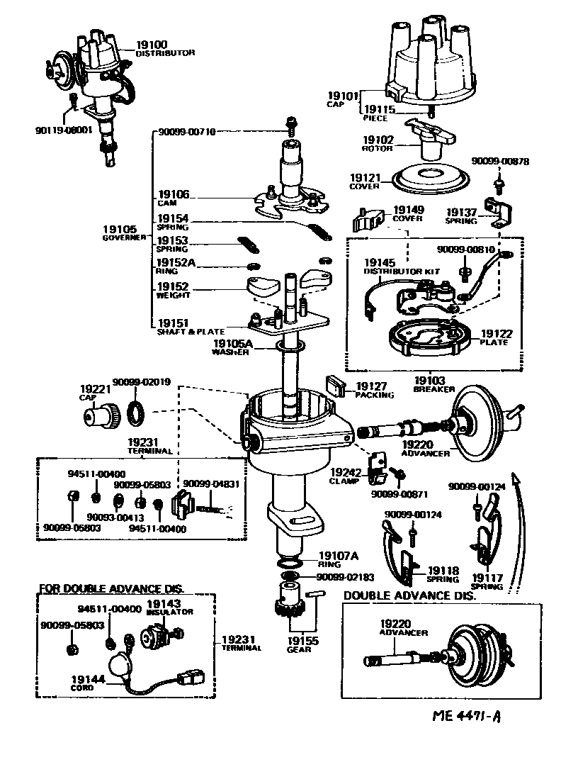 Toyota COROLLA 分电器 EPC diagram — ME4471A