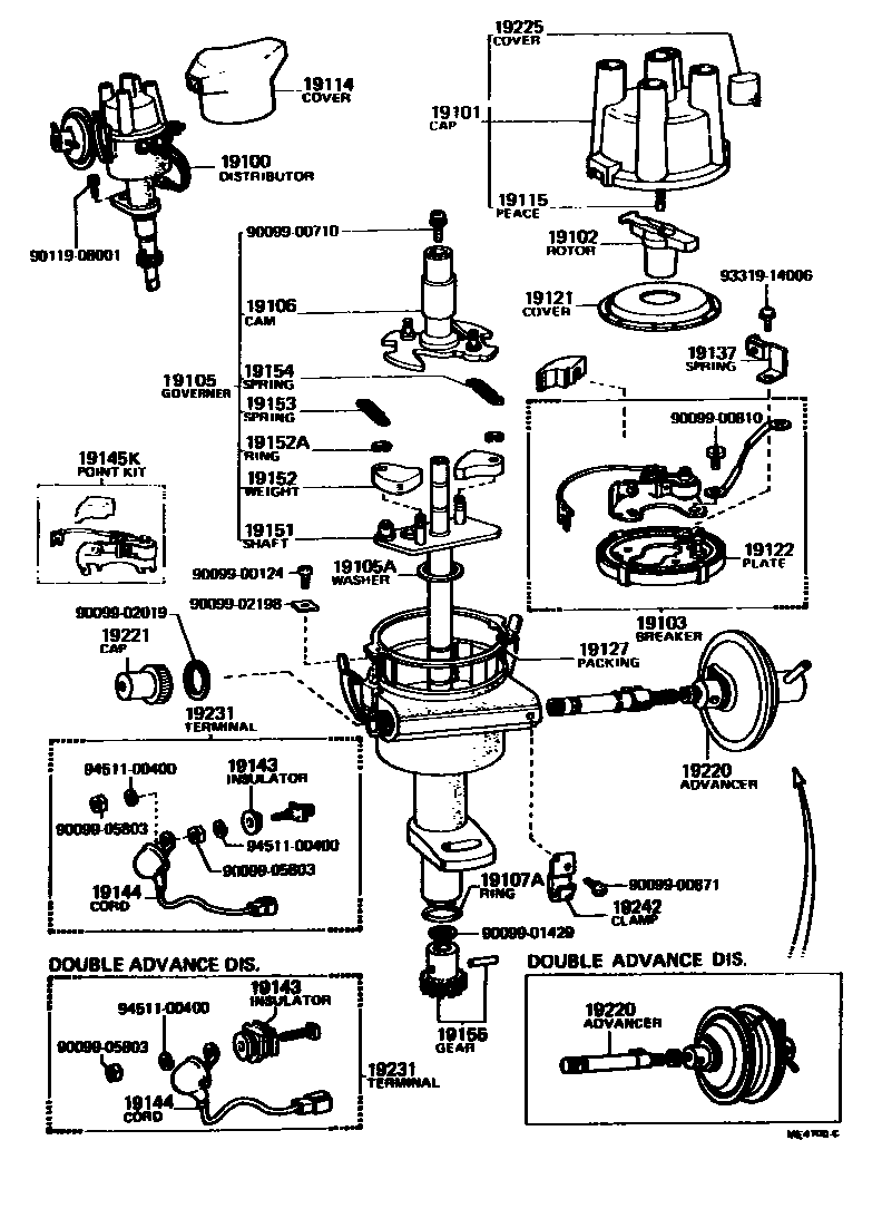 Toyota COROLLA 分电器 EPC diagram — ME4700C