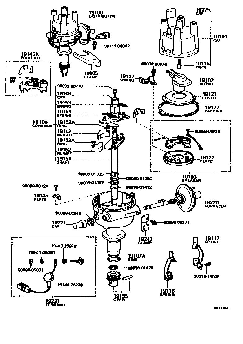 Toyota COROLLA 分电器 EPC diagram — ME5333B