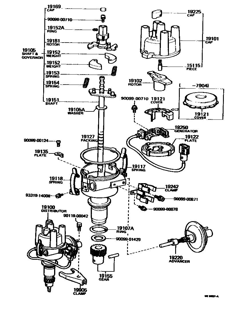 Toyota COROLLA 分电器 EPC diagram — ME6697A