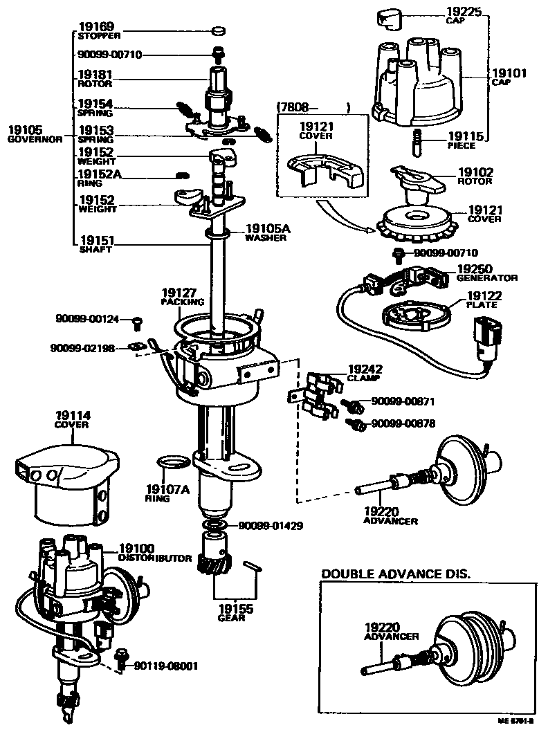 Toyota COROLLA 分电器 EPC diagram — ME6701B