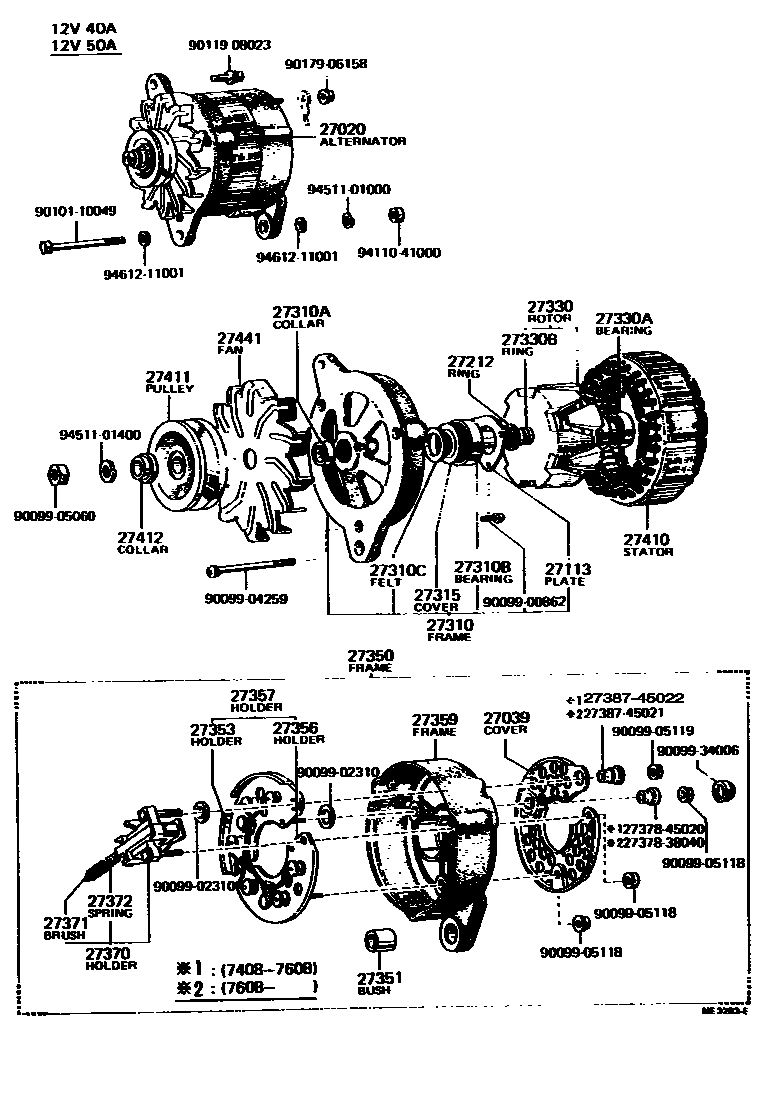 Toyota COROLLA Alternator EPC diagram — ME3283E