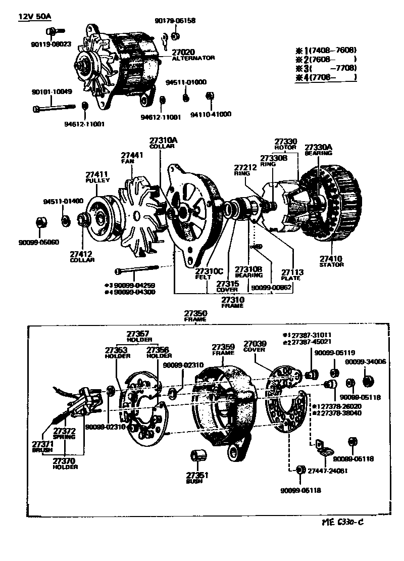 Toyota COROLLA Alternator EPC diagram — ME6330C
