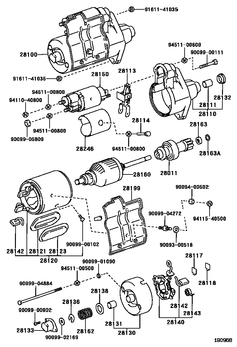 Toyota COROLLA 起动机 EPC diagram — 190968